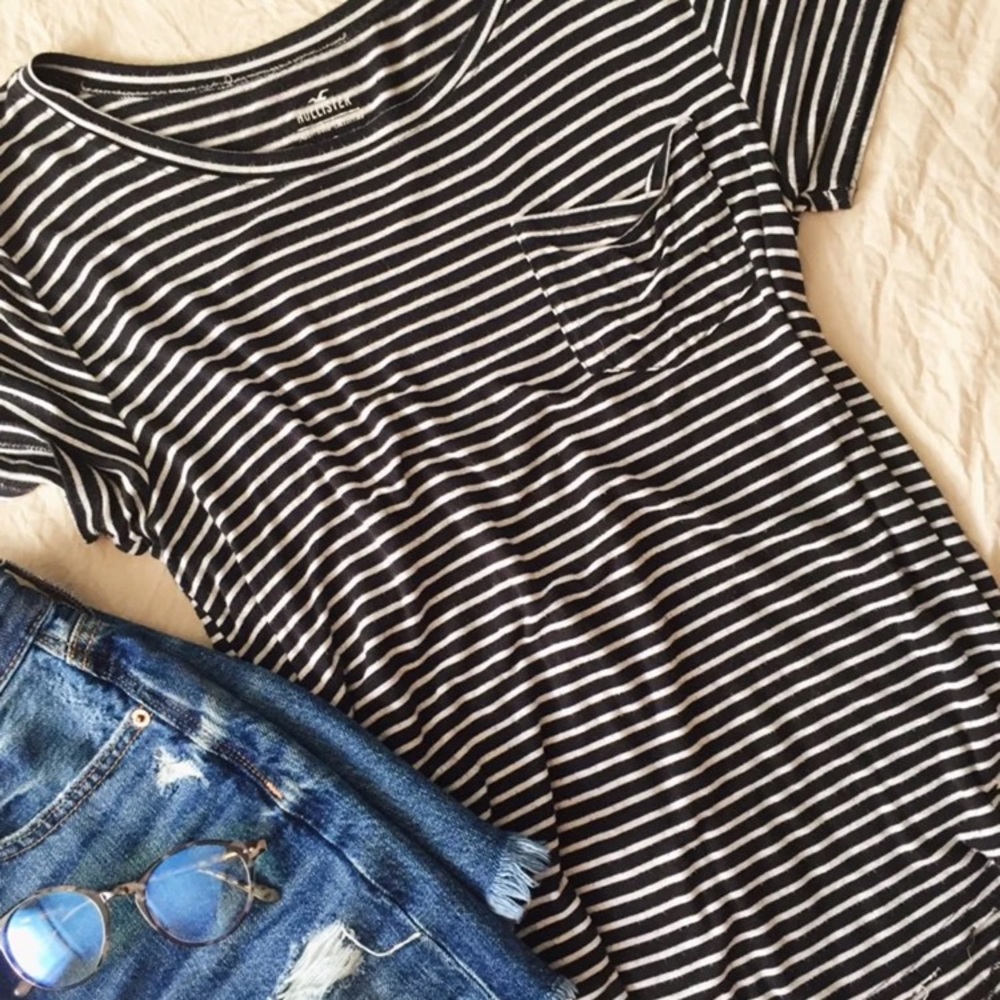 Hollister striped tee with pocket